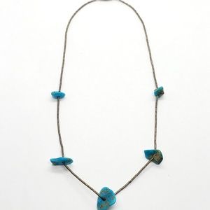 15.5" 925 Silver Blue Turquoise Gem Necklace